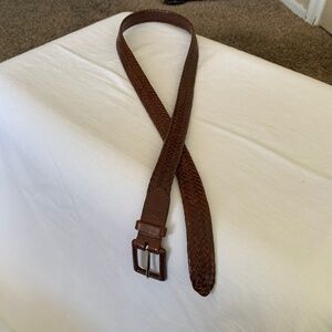 Talbots Braided Woven Brown Leather Belt Sz.L Women's Classic Capsule Piece